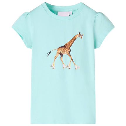 T-shirt til børn str. 116 lys akvamarinblå