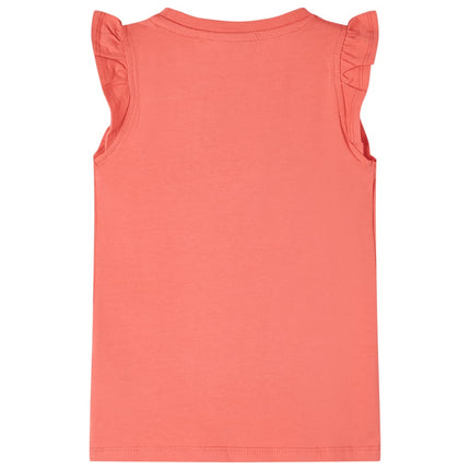 T-shirt til børn str. 116 flæser koralfarvet