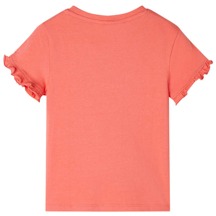 T-shirt til børn str. 140 koralfarvet