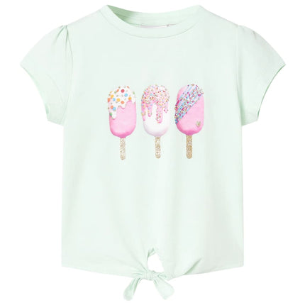 T-shirt til børn str. 128 lys mintgrøn