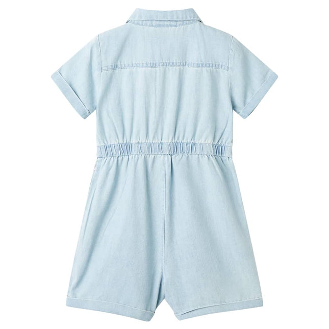 Onesie til børn str. 104 med korte ærmer lyseblå
