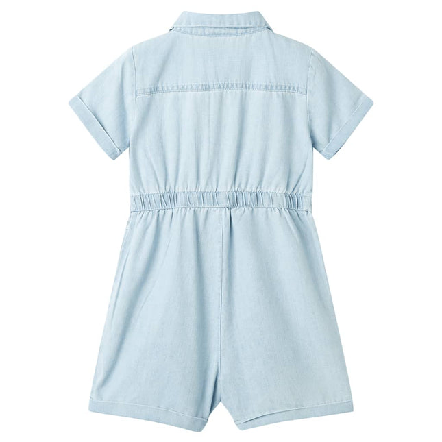 Onesie til børn str. 116 med korte ærmer lyseblå