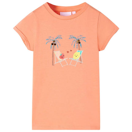 T-shirt til børn str. 128 ferskenfarvet