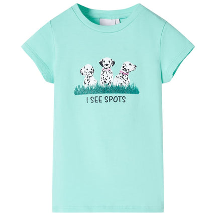 T-shirt til børn str. 116 lys mintgrøn