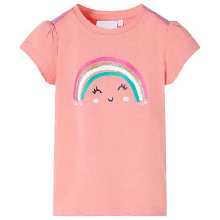 T-shirt til børn str. 140 lys koralfarve