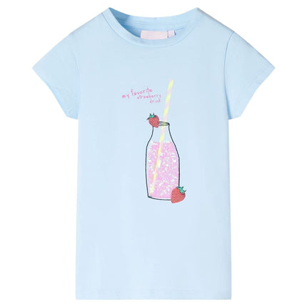 T-shirt til børn str. 128 lyseblå
