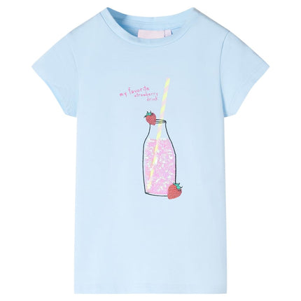 T-shirt til børn str. 140 lyseblå