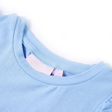 T-shirt til børn str. 104 med flæser lyseblå
