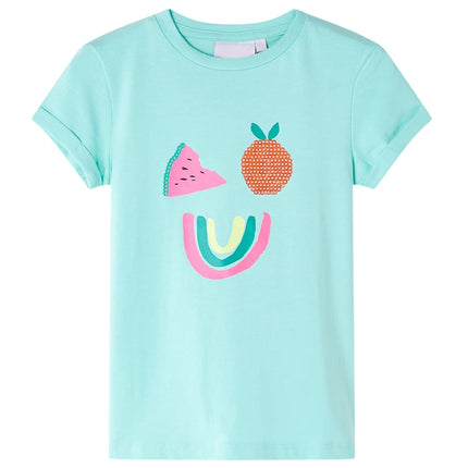 T-shirt til børn str. 128 lys mintgrøn