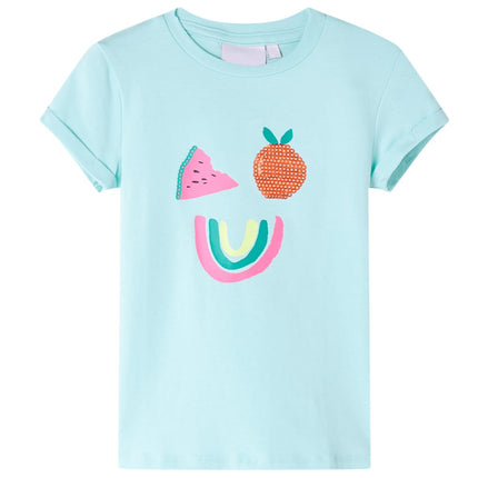 T-shirt til børn str. 128 akvamarinblå