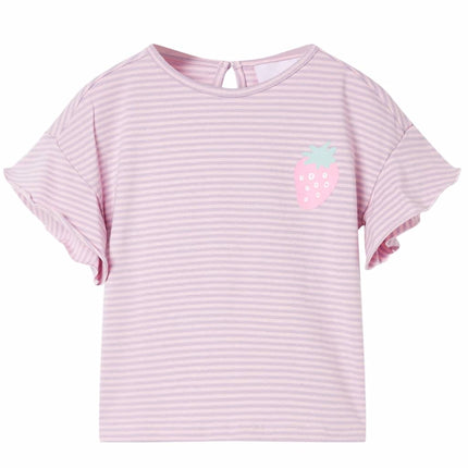 T-shirt til børn str. 116 med flæser lilla