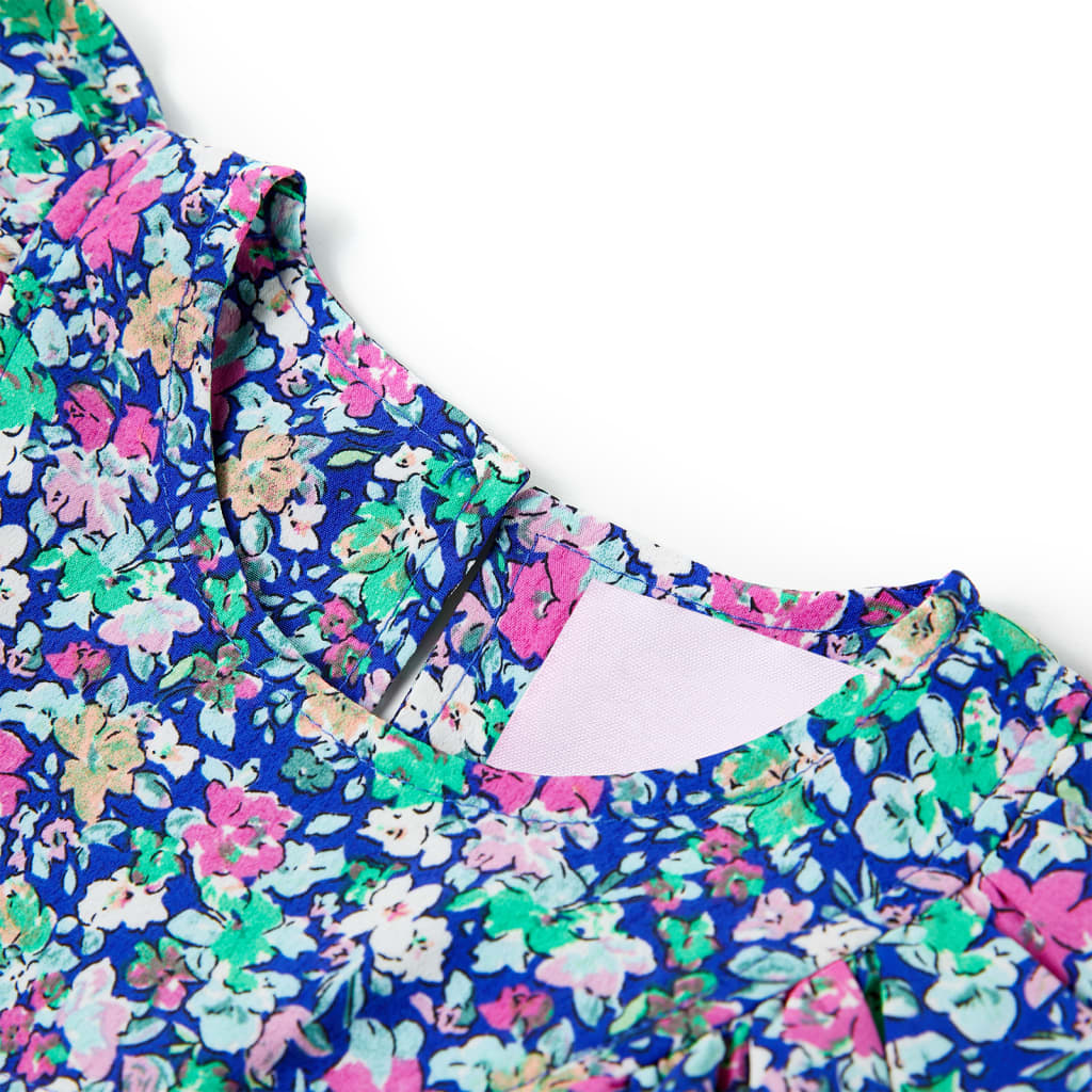 Kjole til børn str. 128 flæseærmer koboltblå