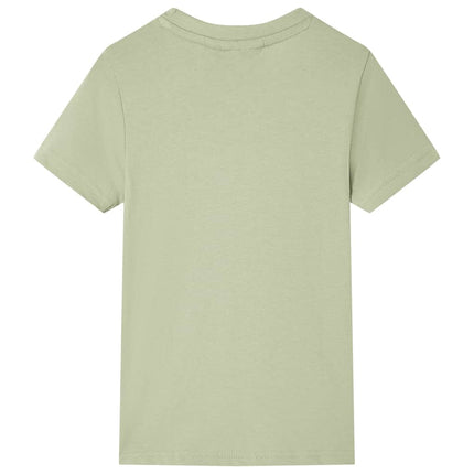Kortærmet T-shirt til børn str. 116 lys kakifarve