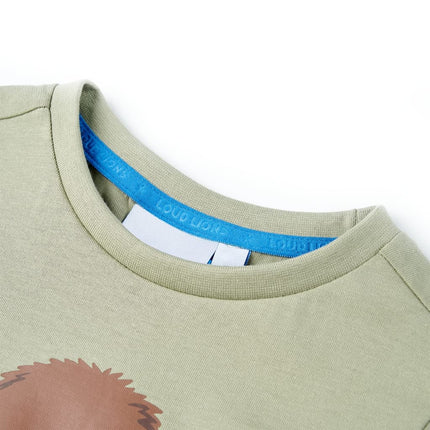 Kortærmet T-shirt til børn str. 116 lys kakifarve