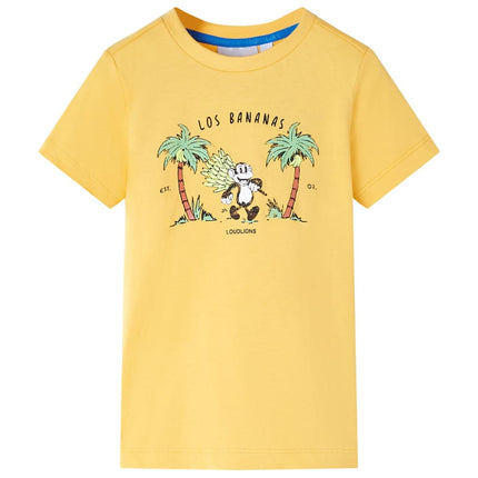T-shirt til børn str. 104 lys okkergul