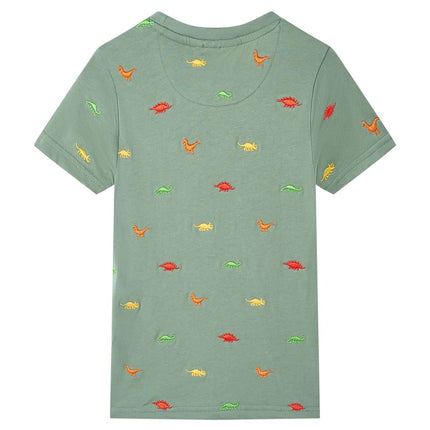 Kortærmet T-shirt til børn str. 104 kakifarvet