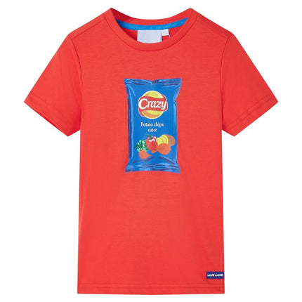 Kortærmet T-shirt til børn str. 140 rød