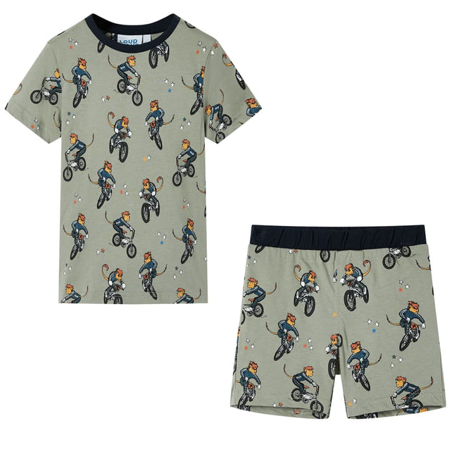 Pyjamas til børn str. 104 korte ærmer lys kakifarve