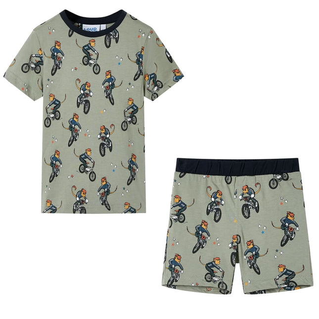 Pyjamas til børn str. 116 korte ærmer lys kakifarve