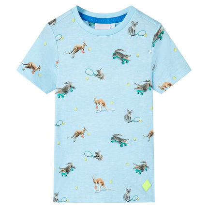 T-shirt til børn str. 116 lys blåmeleret