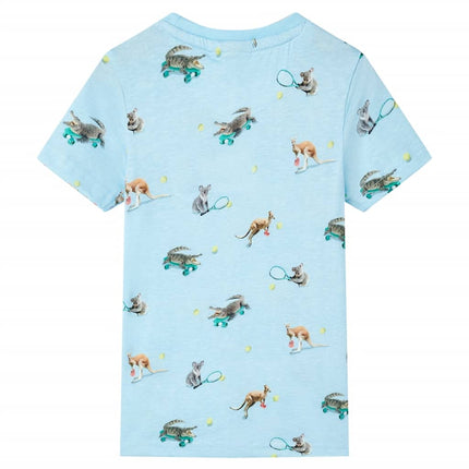 T-shirt til børn str. 116 lys blåmeleret