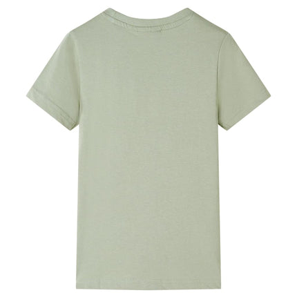 Kortærmet T-shirt til børn str. 116 lys kakifarve