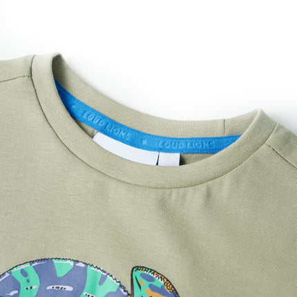 Kortærmet T-shirt til børn str. 116 lys kakifarve