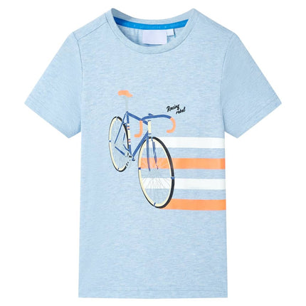 T-shirt til børn str. 140 blåmeleret