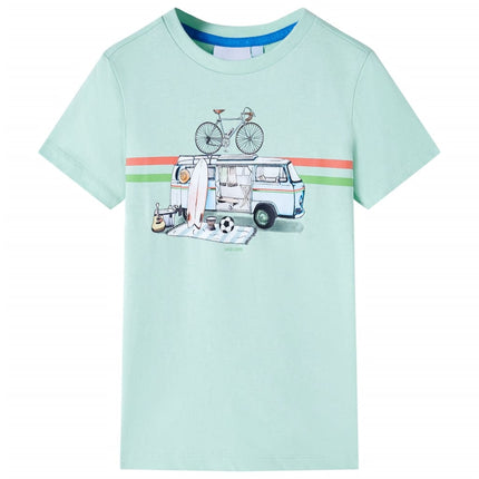 T-shirt til børn str. 128 lys mintgrøn