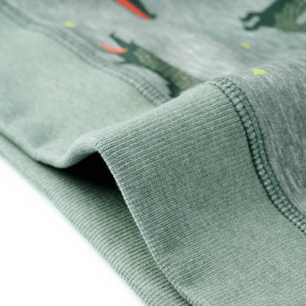 Sweatshirt til børn str. 92 hundeprint lys kakimeleret
