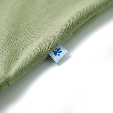 Kortærmet T-shirt til børn str. 116 lys kakifarve