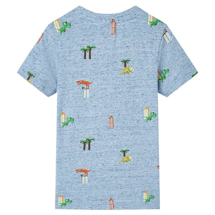 T-shirt til børn str. 128 blåmeleret