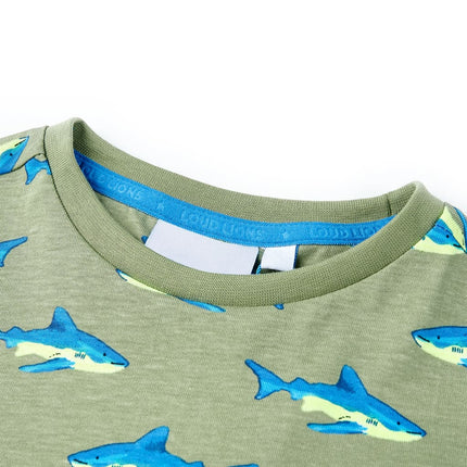 T-shirt til børn str. 128 kakifarvet