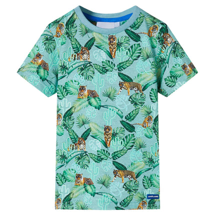 T-shirt til børn str. 128 lys grønmeleret