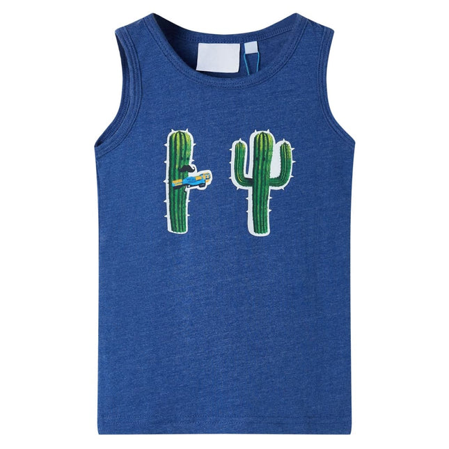 Tanktop til børn str. 116 blåmeleret