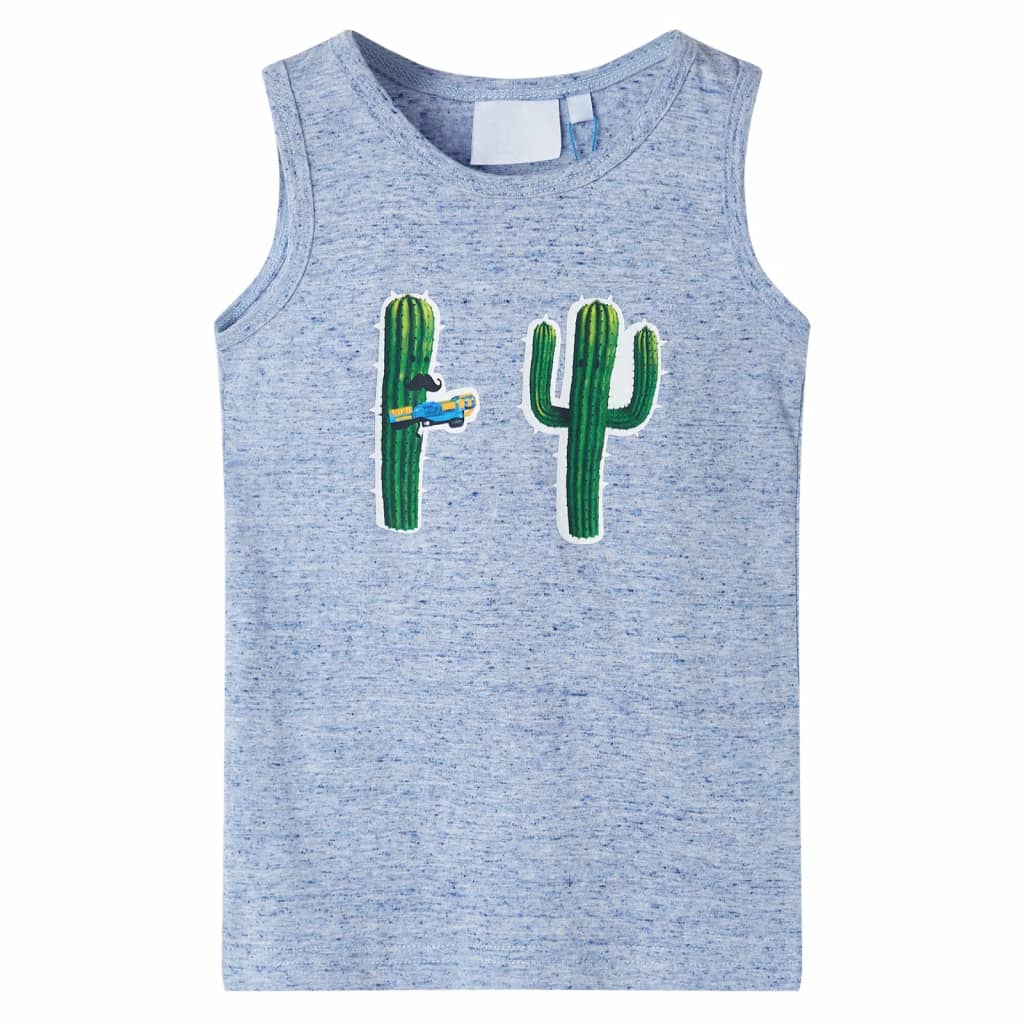 Tanktop til børn str. 104 blåmeleret
