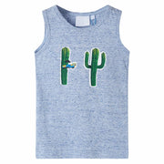 Tanktop til børn str. 104 blåmeleret