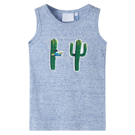 Tanktop til børn str. 128 blåmeleret