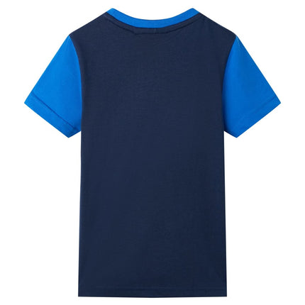T-shirt til børn str. 92 blå og marineblå
