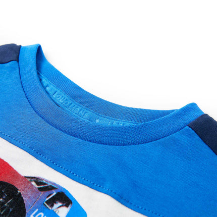 T-shirt til børn str. 116 blå og marineblå
