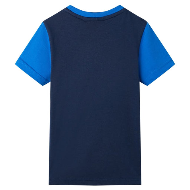 T-shirt til børn str. 128 blå og marineblå