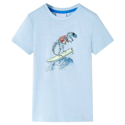 T-shirt til børn str. 128 lyseblå