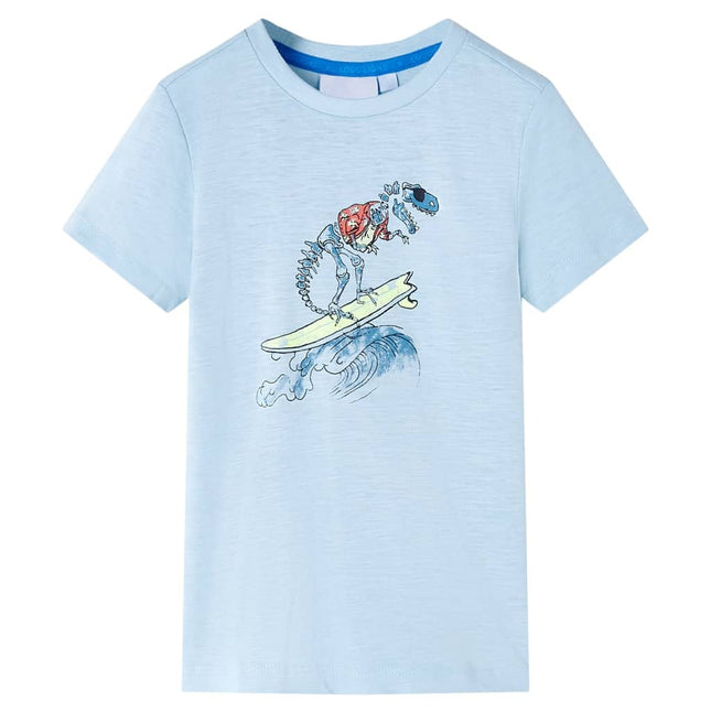 T-shirt til børn str. 128 lyseblå