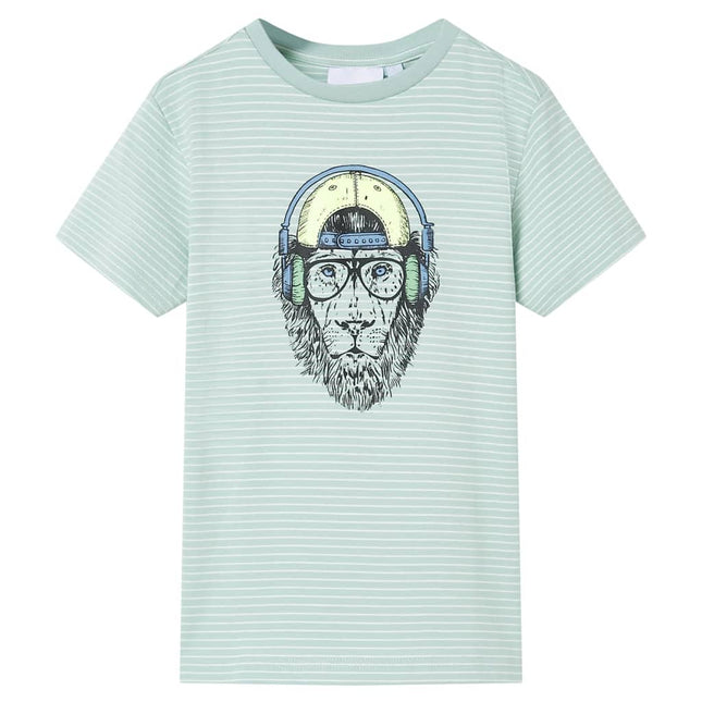 T-shirt til børn str. 104 striber lys mintgrøn