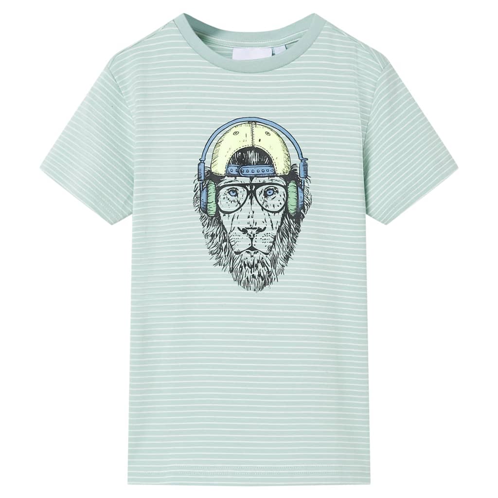 T-shirt til børn str. 104 striber lys mintgrøn