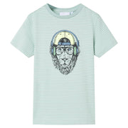 T-shirt til børn str. 104 striber lys mintgrøn