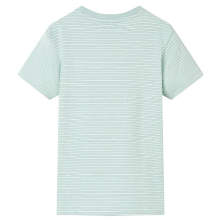 T-shirt til børn str. 116 striber lys mintgrøn