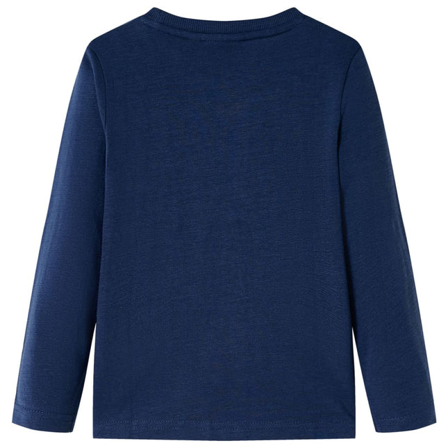 Langærmet T-shirt til børn str. 116 blåmeleret