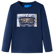 Langærmet T-shirt til børn str. 128 blåmeleret