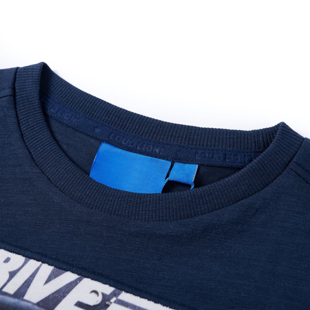 Langærmet T-shirt til børn str. 128 blåmeleret
